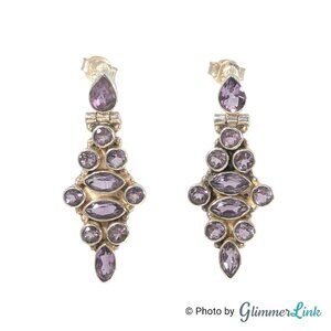 Vintage Sterling Silver Amethyst Dangle Earrings – February Birthstone